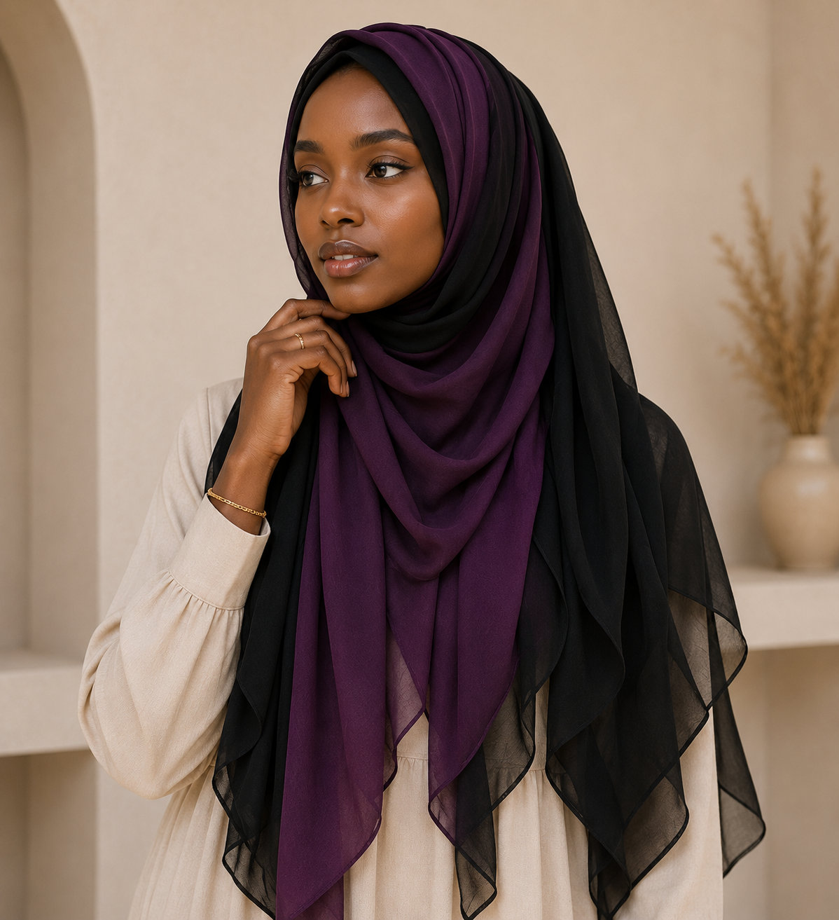 Modal Ombre Hijab - Royal Plum