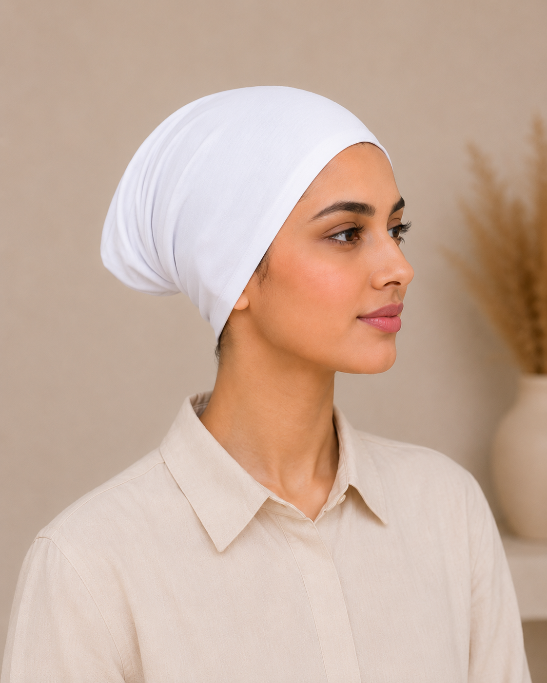 Premium Cotton Jersey Hijab Tube Cap – Classic White