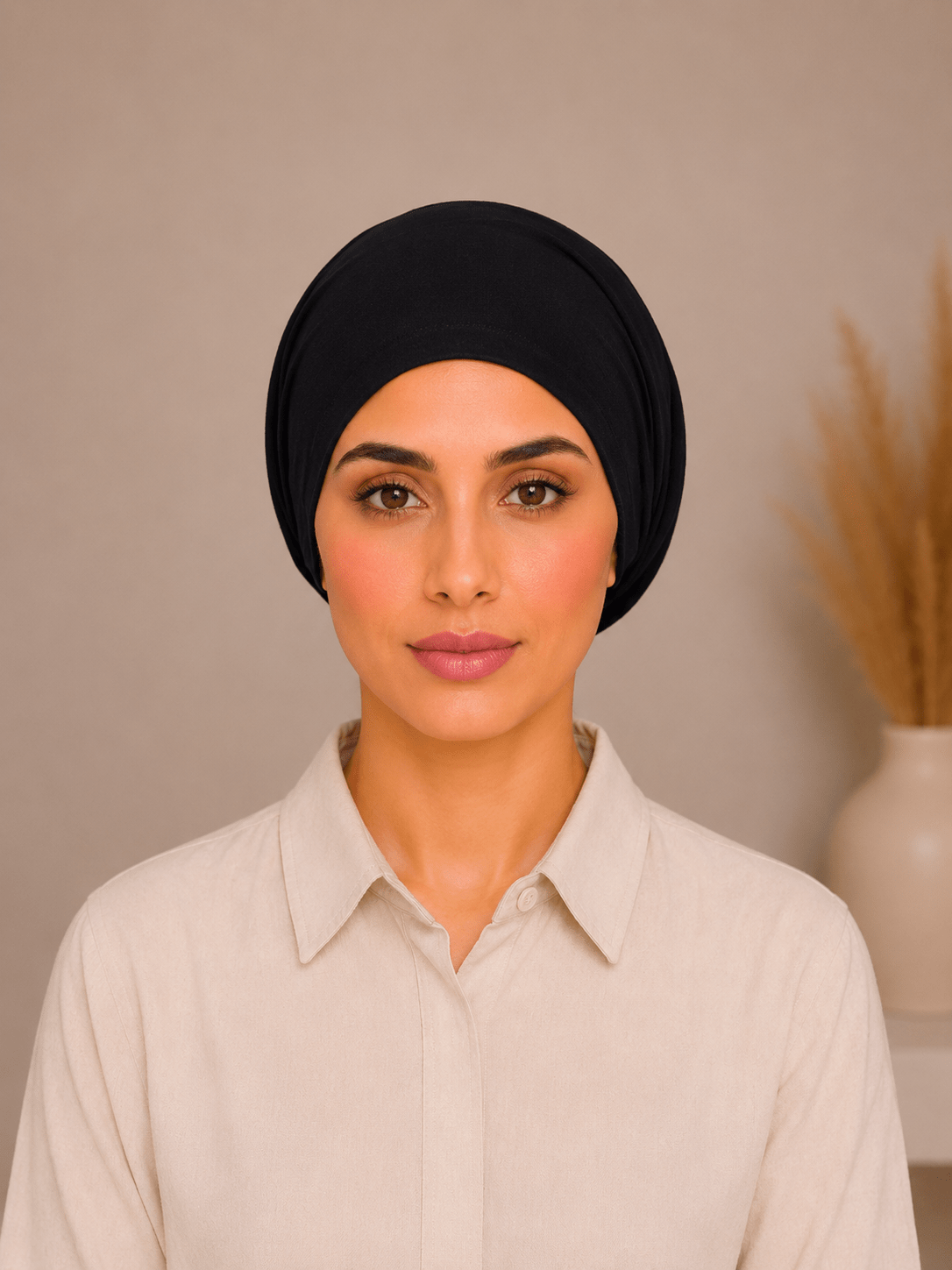 Premium Cotton Jersey Hijab Tube Cap – Black | Non-Slip Under Hijab Cap - Aneeq Modest Wear