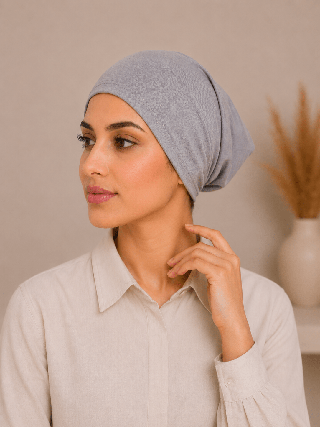 Premium Cotton Jersey Hijab Tube Cap – Dove Grey | Non-Slip Under Hijab Cap - Aneeq Modest Wear