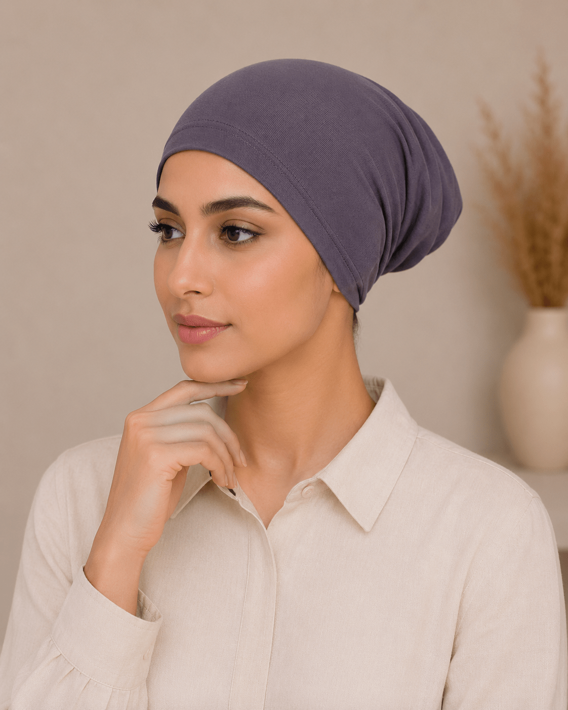 Premium Cotton Jersey Hijab Tube Cap – Dusty Plum | Non-Slip Under Hijab Cap - Aneeq Modest Wear