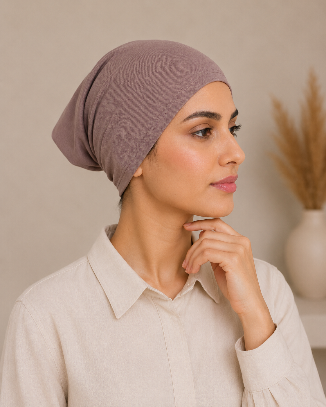 Soft Stretch Cotton Hijab Tube Cap – Vintage Rose