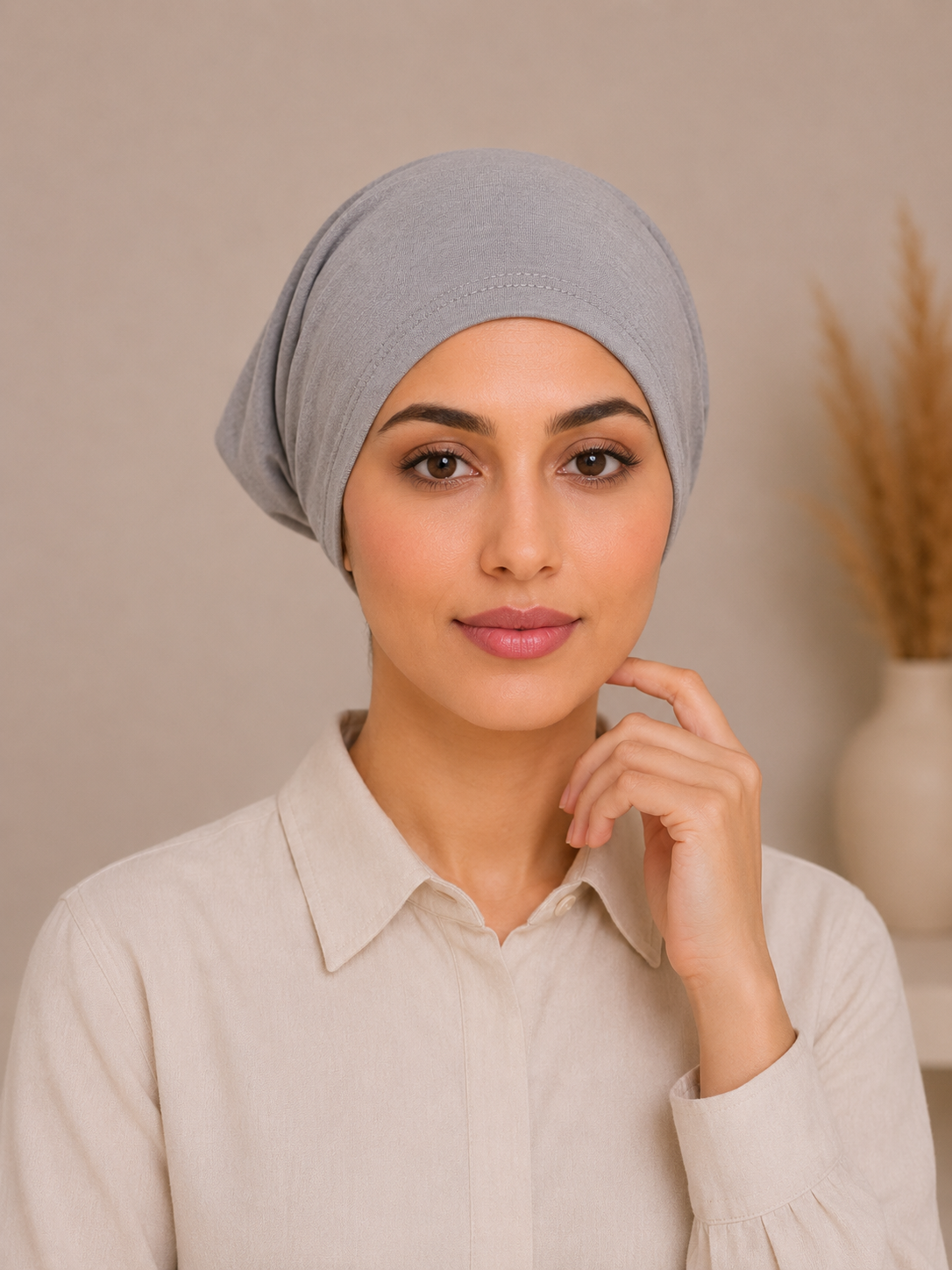 Premium Cotton Jersey Hijab Tube Cap – Dove Grey | Non-Slip Under Hijab Cap