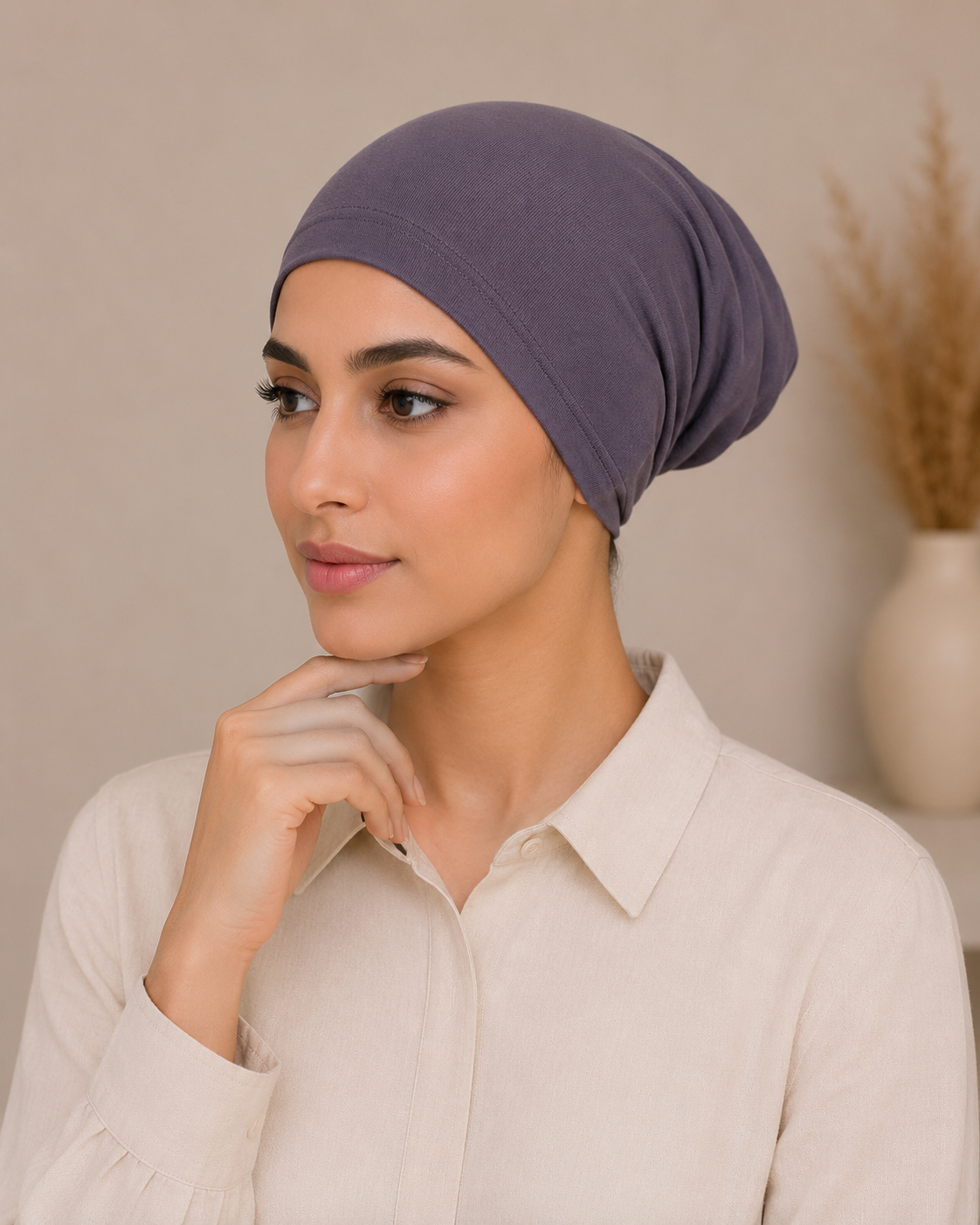Stretch Cotton Hijab Tube Cap – Dusty Plum