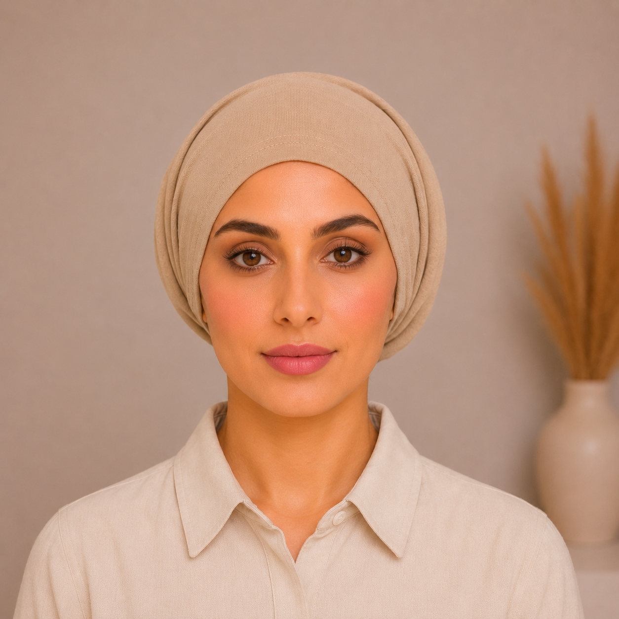 Premium Cotton Jersey Hijab Tube Cap – Soft Nude Beige | Non-Slip Under Hijab Cap