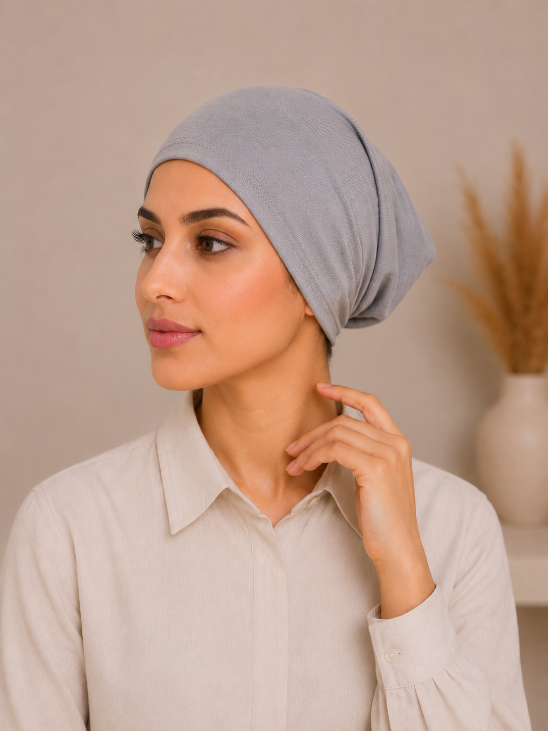 Premium Cotton Jersey Hijab Tube Cap – Dove Grey | Non-Slip Under Hijab Cap