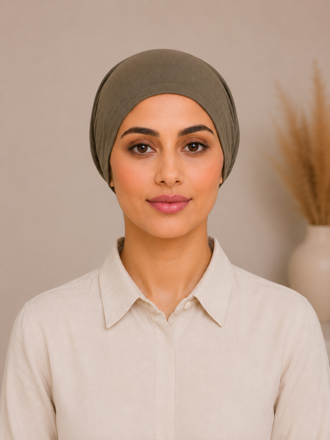 Olive Taupe Hijab Undercap – Soft Stretch Jersey