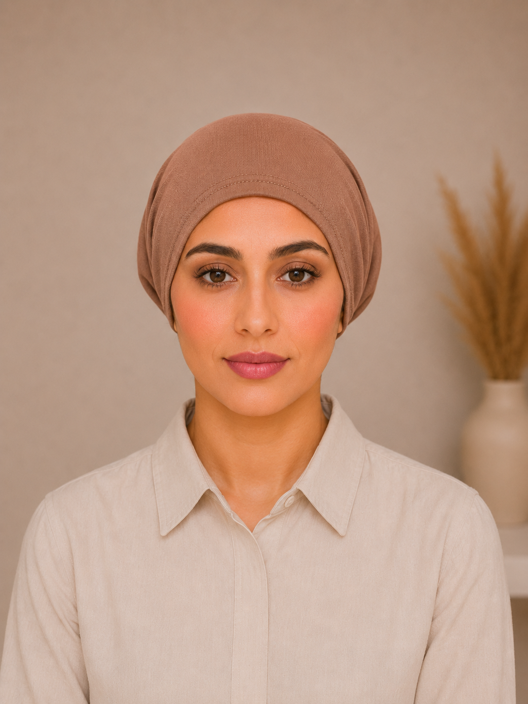 Premium Cotton Jersey Hijab Tube Cap – Warm Taupe