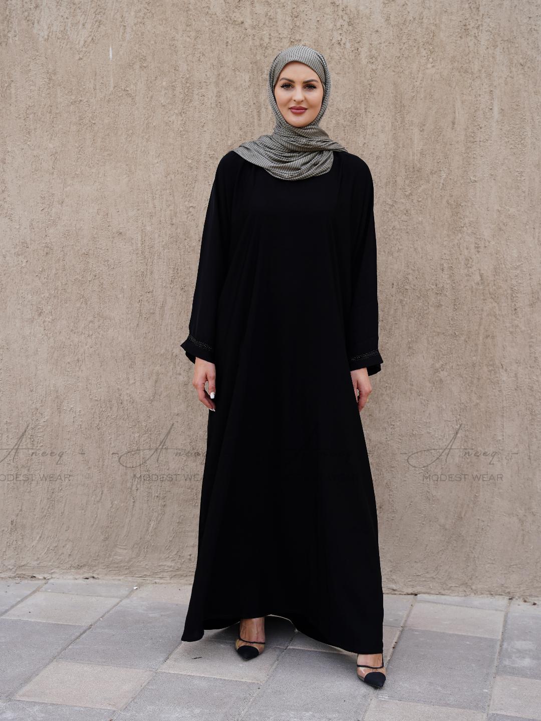 Crystal Noir Abaya - Aneeq Modest Wear