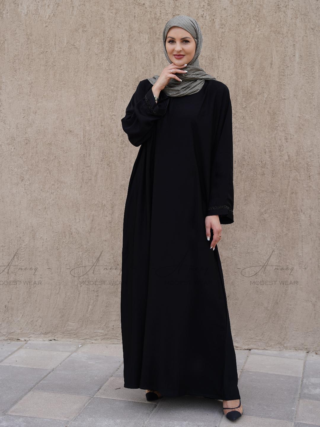 Crystal Noir Abaya - Aneeq Modest Wear