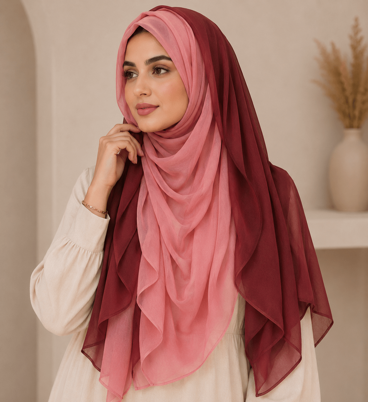 Modal Ombre Hijab - Sunset Rose - Aneeq Modest Wear
