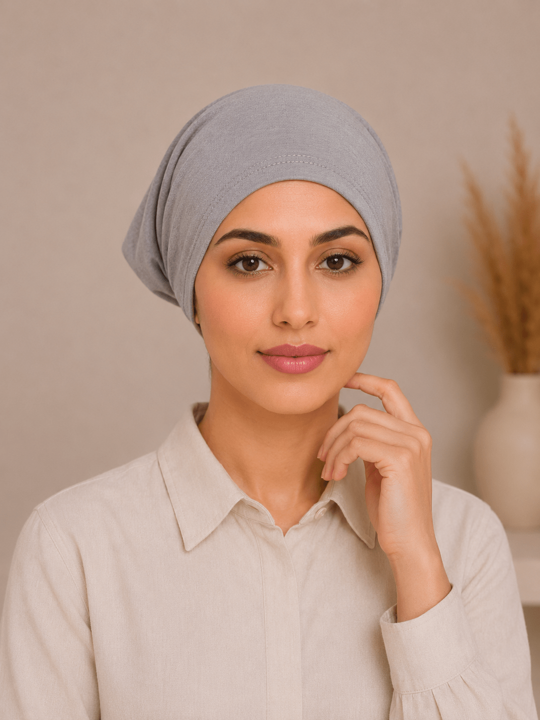 Premium Cotton Jersey Hijab Tube Cap – Dove Grey | Non-Slip Under Hijab Cap - Aneeq Modest Wear