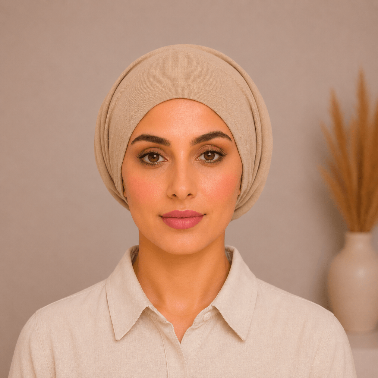 Premium Cotton Jersey Hijab Tube Cap – Soft Nude Beige | Non-Slip Under Hijab Cap - Aneeq Modest Wear